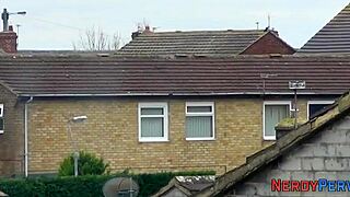 British slut sucks nerd's cock! What a trick!