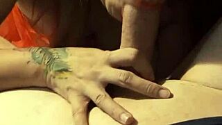 horny asian wife sucks huge cock at home