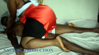 Raw Homemade Scene with Fat Chubby Ebony BBW Wife in Costumes, Her Curvy Ass on Display