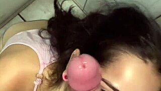 cute brunette gives sloppy deepthroat blowjob to wellington prado, cum in mouth