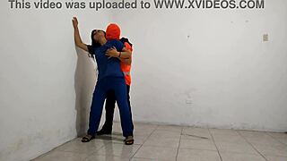 Dirty Latina Nurse Flirts With Janitor And Gives Saliva-Filled Blowjob In Hospital