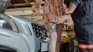 My car broke down so I paid the mechanic with tight shaved pussy sex - bellarose34