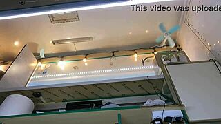 the boss is playing with his sexy shop assistant pussy while she talks to the customer