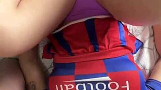 Hot Cheerleader With Big Ass Fucking Two Cocks In Anal Threesome!