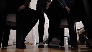 Two Girlfriends Masturbate Together In Leggings For Mutual Orgasm