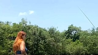 FISHING USING SHORT SHORTS IN USA FLASHING FUN