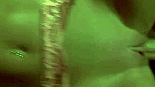 Hot skinny blonde rides partner in doggystyle and missionary, licking pussy, gets cum on big silicone tits