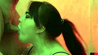 i'm a hardcore femdom brunette milf humiliating him with cum covered handjob and foot licking