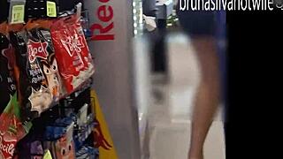 Filming hot blonde in market voyeur style