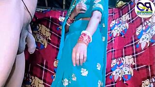 Desi bride in saree gets pussy fucked with legs raised.