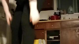 Amateur workout session with music playing in the background