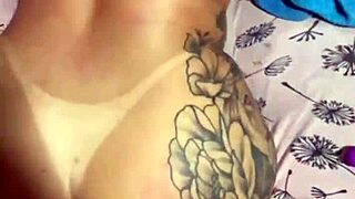 Young wife in lingerie cheats with big cock on husband