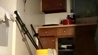 Amateur workout session with music playing in the background