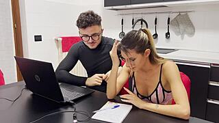 italian secretary seduces boss with footjob and pussy