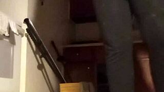 Amateur workout session with music playing in the background