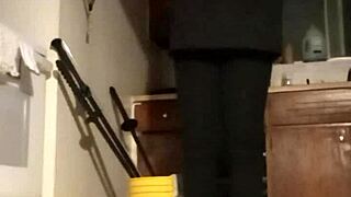 Amateur workout session with music playing in the background