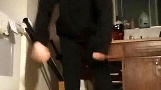 Amateur workout session with music playing in the background