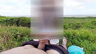 Look at this african amateur getting her tight pussy eaten and fucked on the beach for a creampie