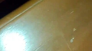 Hot young fat-assed amateur does solo handjob on cock in underwear