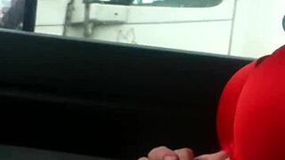 Australian Wife Teasing Truckers with Flashes on the Roadside