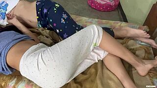 brunette lesbian friend begs for tit sucking while I lick and finger her pussy