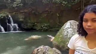 Fucking my hot Colombian girlfriend on public river!