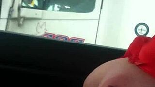 Australian Wife Teasing Truckers with Flashes on the Roadside