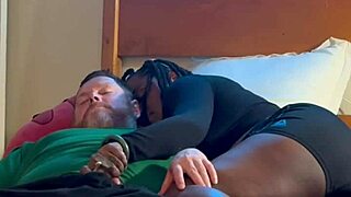 Amateur ebony sucks and fucks white guy in hood!