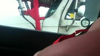 Australian Wife Teasing Truckers with Flashes on the Roadside