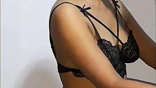 This skinny black girl is sucking milk from a huge dick