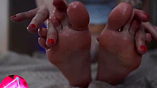 sexy girl foot closeup oiled fetish