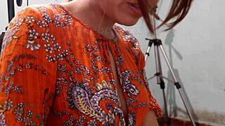 pretty pigtail redhead bends over after math class for tight pussy pounding in doggystyle until wet orgasm