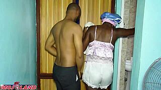 Petite interracial couple bonds in wet bathroom sex