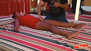 Alejandra receives a full-body massage during room casting