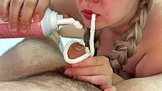 Tiny Creamy Cock Cums In Blonde's Throat!