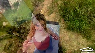 this teen with big tits fucks a monster cock in public