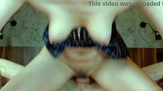 stepson shoots huge cumshot on hairy pussy after stepmom rides big cock rough