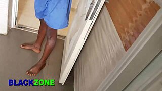 Ebony Mommy's Small Waist Young Body Tastes Great In Homemade Kitchen Sex