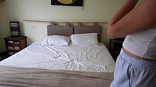 Stepsister shares hotel bed with me