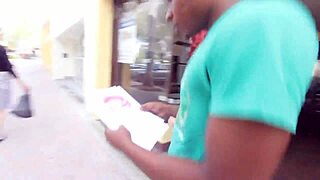 starving artist caricature goes wrong, she gets fed black monster cock