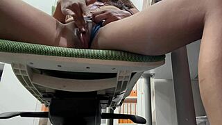 Girlfriend caught masturbating gets ass blowjob