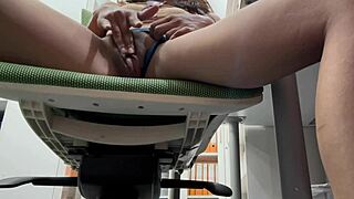 Girlfriend caught masturbating gets ass blowjob