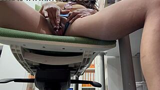 Girlfriend caught masturbating gets ass blowjob