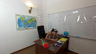 Student Follows Cleaning Lady After Class for Roleplay with Teacher and Uncle