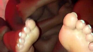 Thick Ebony Spreads Big Natural Tits And Pretty Toes For Bbc Fucking