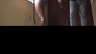 Woman in black tights performs dramatic indoor scene