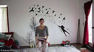 In this session a mature wife leads a yoga lesson focused on poses