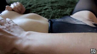 Girl Fucks Through Pantyhose Hole!