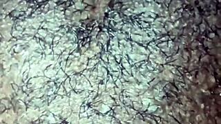 Ebony solo pussy play with wet, hairy beaver dripping after clothes ripped