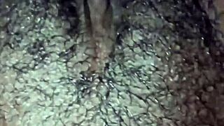 Ebony solo pussy play with wet, hairy beaver dripping after clothes ripped